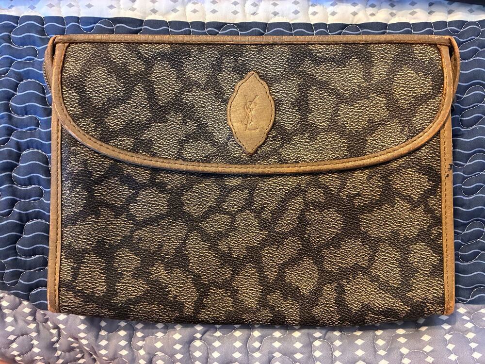 Vintage YSL Monogram Canvas Clutch / Wallet